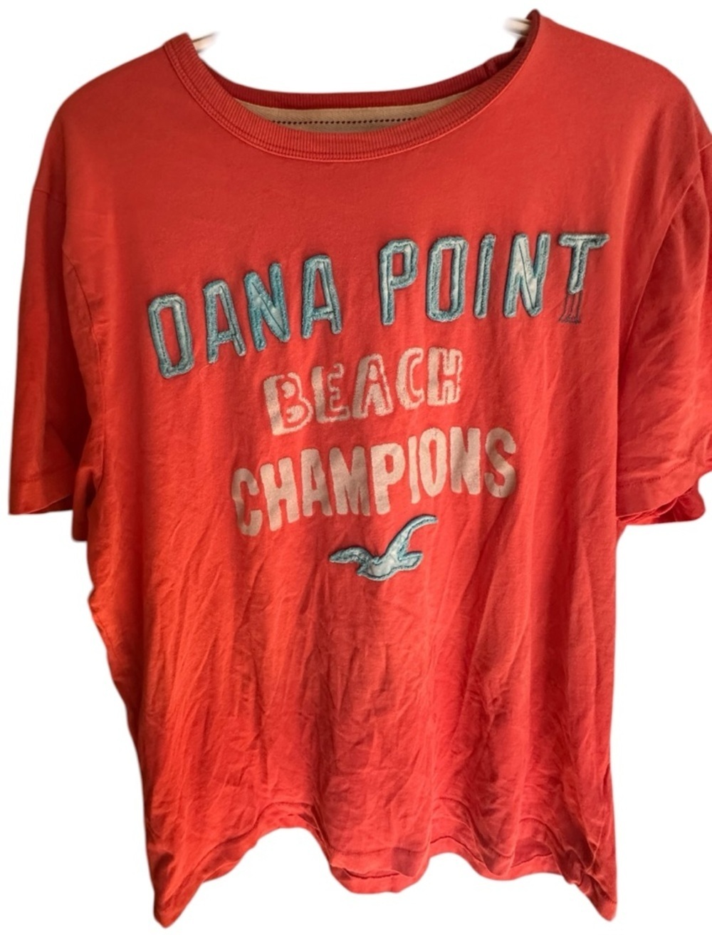 Hollister Coral Crewneck Logo Tee